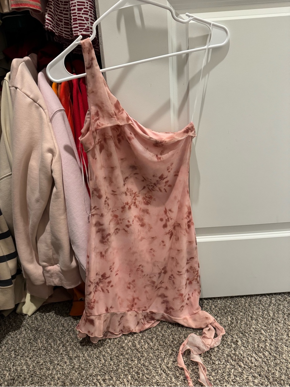 Princess Polly Pink Floral One-Shoulder Slip Dress